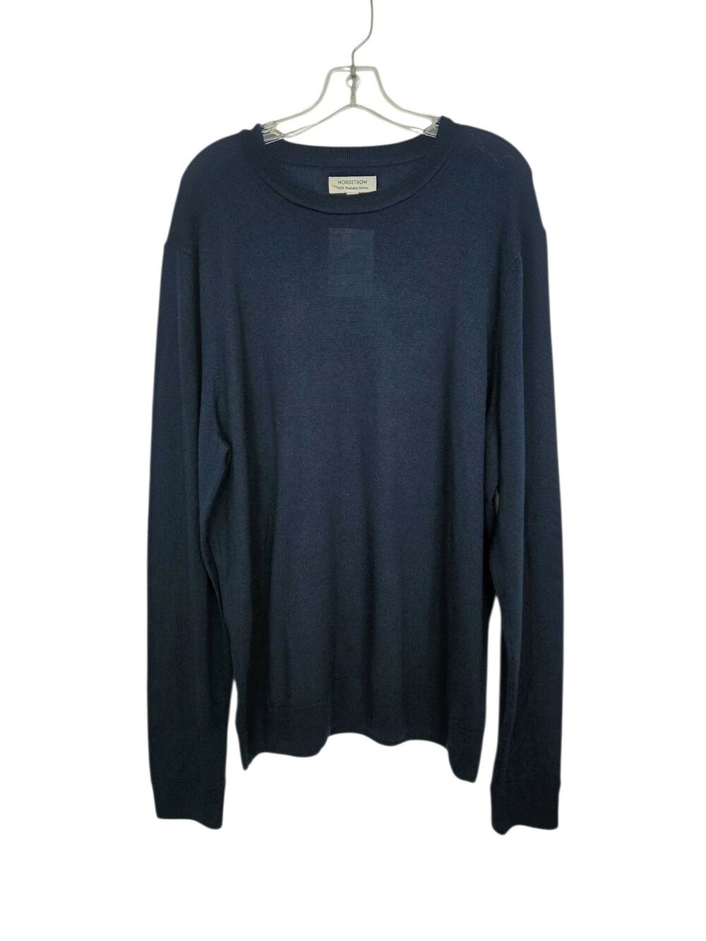 Classic Washable Merino Wool Crew Neck Sweater Men's 2XL Navy Nordstrom NWT